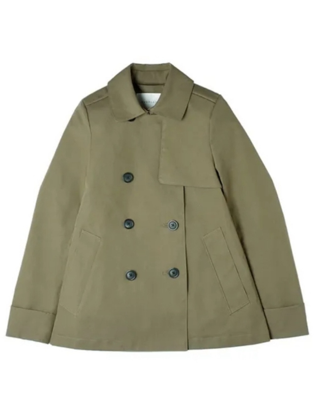 NWOT Everlane Short Trench Coat, Double-Breasted, [Olive/Tan] M/L